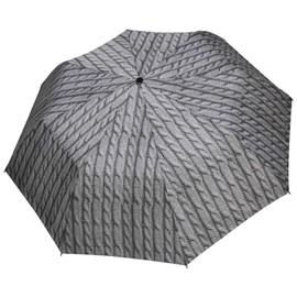 H.DUE.O CASHMERE Women's Elegant Folding Automatic Umbrella, Mini Windproof Durable Umbrella with Anti-Drip Reinforced Zipper Case, grey, MINI AUTOMATICO