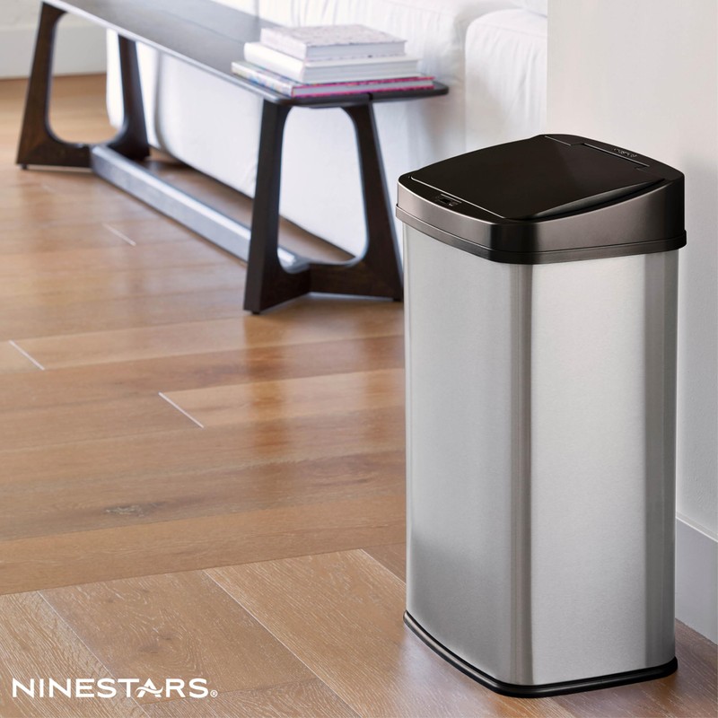 Ninestars Automatic Touchless Infrared Motion Sensor Trash Can, 13 Gal