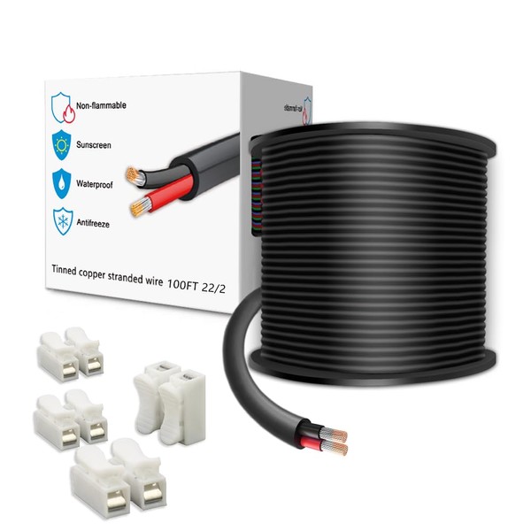 LEADTOPS 100FT 22 Gauge 22/2 2 Conductor Electrical Wire 2