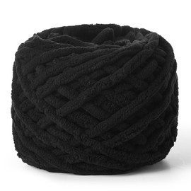 Plush Chenille Chunky Yarn 100g (49.2yd) - Fluffy Velvet Yarn Crochet for Blanket Knitting and Crocheting - Baby Yarns for Crocheting Soft - Amigurumi Yarns (Black)