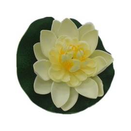 YuanHolumid 2Pcs Artificial Floating Foam Lotus Flowers White with Water Lily Pad Ornaments,for Patio Koi Pond Pool Aquarium Home Garden Wedding Party Holiday Decoration Water Gardens and Ponds