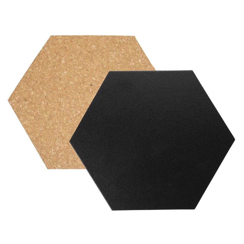 Securit Hexagon Shaped Wall Mounted Cork Board & Chalk Board