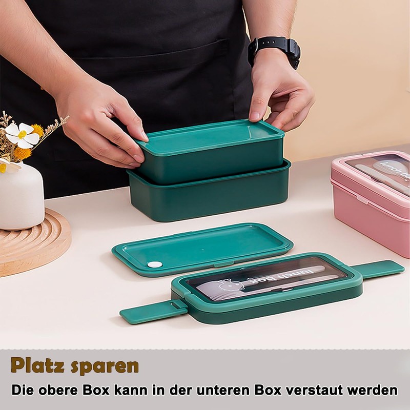 Echehi 2-Layer Lunch Box with Compartments for Adults and Children,
