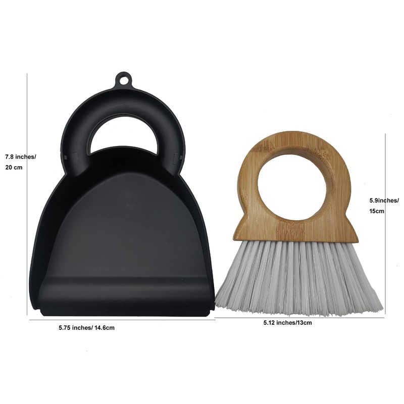 Xifando Mini Broom and Dustpan for Housekeeping-Bamboo Handle Small Broom