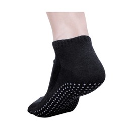 DOOVID Non Slip Socks Grip Socks for Women Men Cotton Ankle Socks Yoga Socks Pilates Socks Grips Hospital Socks 1 Pairs Black