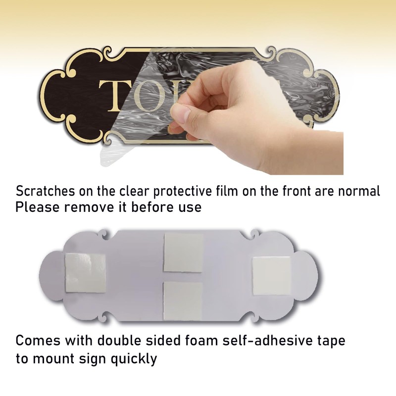 Library Sign 9x3 inch Spay Gold - Self-adhesive Signage for