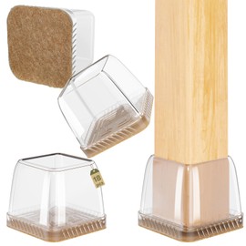 Euqvunn 18pcs Square Chair Leg Floor Protectors, Floor Protectors for Furniture Legs, Rectangle Stool Leg Covers with Felt Pads, Chair Leg Caps to Protect Hardwood Floors, 28-35mm