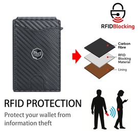 Royal Bagger Minimalist Pop Up Metal Credit Card Case Holder for Men, RFID Blocking Slim Wallet with Magnetic Closure, Lightweight Travel Purse, Carbon Fiber 3246 (Sea Blue)