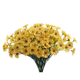 Lyrtrees 12 Bundles Yellow Artificial Flowers Faux Floral, No Fade Faux Flowers Fake Plastic Plants for Decoration Hanging Planters Indoor Outside Garden Porch Window Box