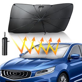 Luckyliz Car Windshield Sunshade Umbrella, Foldable Windshield Sun Shade for Insulation, Front Window Visor Car Shade, Windshield Cover Keeps Car Cooler (57 * 31 in)