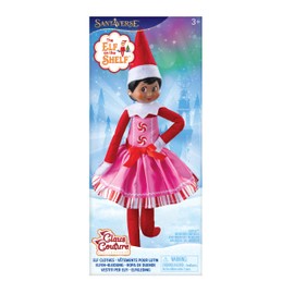 The Elf on The Shelf Claus Couture Pink Peppermint | Glittering Tulle Dress & Peppermint Stripe Top | Scout Elf Outfit