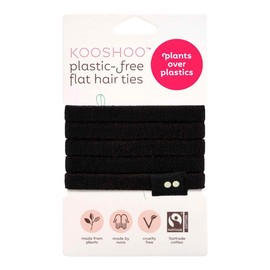 Kooshoo Plastic-Free Flat Hair Ties - Black, 5 Pack