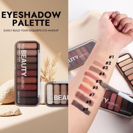 All-in-One 9-Color Eyeshadow Palette with Matte Shades, Blush, Highlighter & Contour – Vegan Creamy Makeup Kit for Women, Blendable & Travel-Friendly for Day to Night Looks, Including Blushes