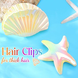 Gortin Starfish Claw Clips Acrylic Seashell Hair Clip Large Hair Claw Claw Clips Hair Accessories for Women (Yellow, Free size)