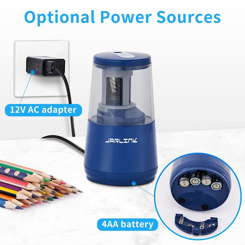 JARLINK Electric Pencil Sharpener, Heavy-Duty Helical Blade to Fast Sharpen,