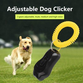 AYNEFY Pet Behavioral Training Clicker, Shaped 3 Gears Adjustable Volume Pet Dog Training Clicker Puppies Training Behaviour Whistle with Wrist Strap(Black)