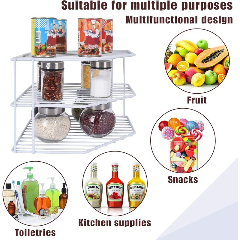 AKAZA 3-Tier Corner Shelf Counter and Cabinet Organizer - Cabinet