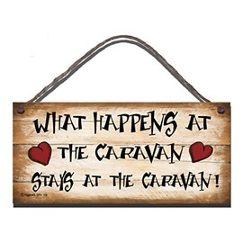 Birthday Occasion Shabby Chic Wooden Funny Sign Wall Plaque What Happens At The Caravan Stays At The Caravan 116