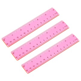 Ruler 6 Inch, 3 Pack Ruler Set Plastic Straight Ruler Transparent Measuring Tool Acrylic Clear Ruler for School Office Student（Red）