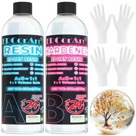 Epoxy Resin - 34 OZ Crystal Clear Resina Epoxica para Manualidades, Mix 1:1 Ratio Casting & Coating Resin Epoxy for Casting Resin, Craft Resin, Tumbler Crafts, DIY Jewelry, River Table Tops