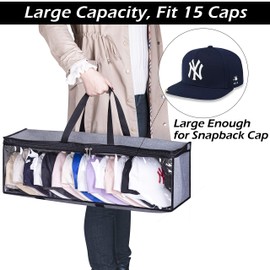 KIMBORA 2 PCS Wide Hat Storage for Baseball Caps Organizer with 2 Sturdy Handles Hat Racks Holder Grey Capbox Stackable for Home Travel