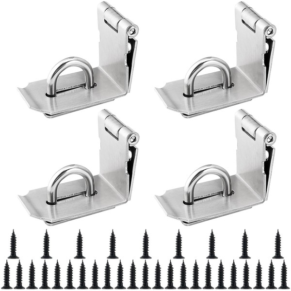 LEXININ 4 PCS 4 Inch Right Angle Padlock Hasp, 90