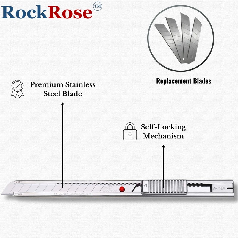 RockRose SVR-1 9mm Stainless Steel Utility Knife - Premium Precision