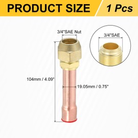 uxcell Brass Pipe Fitting, 3/4"SAE Male Thread x 3/4" OD Flare Adapter with Copper Tube for Air Lines Air Conditioner Refrigeration HVAC Systems Repair