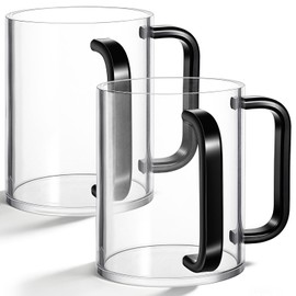 Hand Washing Cup Set of 2, 5" Acrylic Clear Netilat Yadayim Cup with Dual Handles for Jewish Ritual, Kohanim, Shabbat & Passover (Clear with Black Handle)