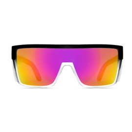 BINGKING Mens Polarized Safety Sunglasses, Matte Black Frame with Mirror Safety Sunglass Lens, ANSI Z87+ Compliant, UV Protection - (Two tone Violet mirror)