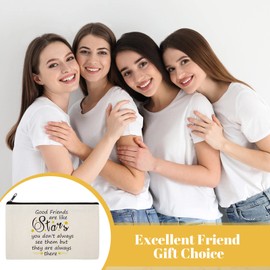18 Pieces Friendship Gifts for Women Good Friends Are Like Stars Cosmetic Bags Birthday Christmas Gifts for Friends Roommate, BFF, Female, Lady, Travel Toiletry Organizer Makeup Pouch with Zipper
