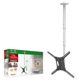 Barkan 63'' Long White TV Ceiling Mount, 13-86 inch Full Motion - 3 Movement Flat/Curved Screen Bracket, Holds up to 123lbs, Extremely Extendable, Fits LED OLED LCD