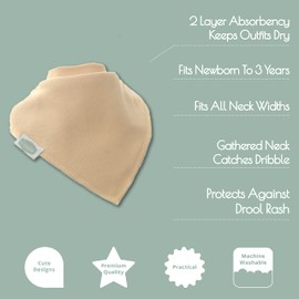 Ziggle - Bandana Dribble Bibs - Cotton Front Baby Bibs Newborn to 24 Months - Newborn Baby Gifts - Baby Bibs For Comfortable Kids - Berries & Cream