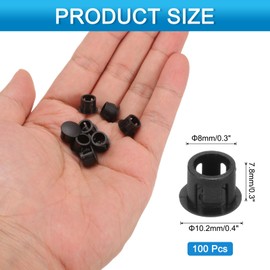 sourcing map 100pcs Nylon Plastic Hole Plugs, 2/7"(8mm) Round Drill Screw Hole Plugs Covers Knockout Locking Plastic Plugs Insert End Caps for Kitchen Cabinet Furniture, Black