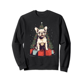 Christmas Tree, ornaments and Cute Frenchie Santa Christmas Sweatshirt