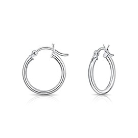 DTPSilver - 925 Sterling Silver Medium size Hinge Hoops/Sleepers/Creole Earrings - Thickness 1.5 mm - Diameter 18 mm