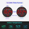 Digital Wall Clock with Large LED Display, Auto-Brightness, Temperature, Low-Reflectivity,