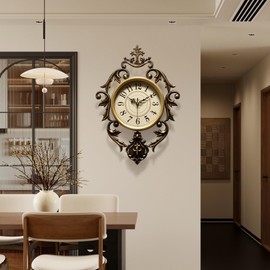 HEBOIX Vintage Wall Clocks Living Room,Decorative Antique Large Wall Clocks,Digital Retro Silent Wall Clock Battery Operated for Bedroom Kitchen Entryway Office Decor 21" x 15"