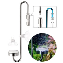 Clscea Aquarium Stainless Steel CO2 Diffuser Atomizer with Integrated Check Valve for Rimless Tanks 40cm