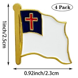 HSQCEZ 4 Pack Christian Flag Lapel Pin - Christians Flags Pins Lapel Hat Backpacks Suit Decoration & Men Women Waving Patriotic Enamel Metal Badge Souvenir