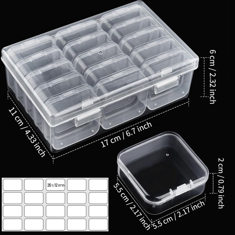 16 pieces small storage boxes (5.5 x 5.5 x 2