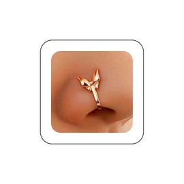 Sttiafay Boho Butterfly Nose Ring Gold Fake Septum Nose Ring Metal Butterfly Clip on Nose Ring Stud Butterfly U Shape Nose Cuff Bendable Nose Ring Stud Jewelry Women