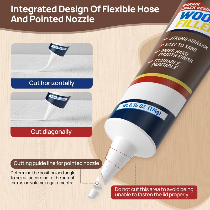 Boncart Wood Filler, 6.15 oz Paintable Wood Putty, Easy to