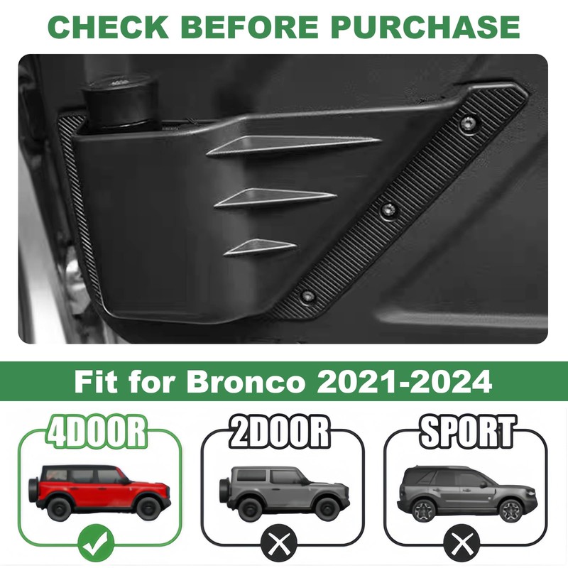 CFDSDE 4PCS Door Storage for Ford Bronco Accessories 2024 2021-2025