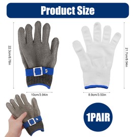 unillea Schnittschutzhandschuh L mit Baumwoll-Innenhandschuh, Edelstahl Draht Level 9 Arbeitshandschuh, Schnittfester Handschuh für Küche, Fleischverarbeitung, Austern, Holzarbeit