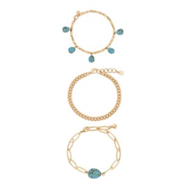 Ettika Gold Bracelets. Bracelet Set for Women. The Power of Three 18k Gold Plated Bracelet Set of 3. Jewelry, Birthday Gifts For Women