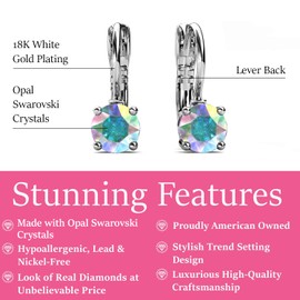 Cate & Chloe Lyric 18k White Gold Opal Drop Earrings with Crystal Opal Stones, Elegant Dangle Jewelry for Women, Gift for Her