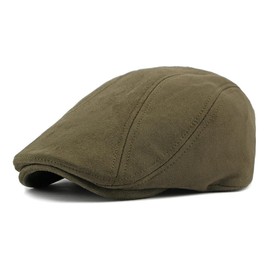 HIQIU Suede Flat Cap Men's Beret Cap, Vintage Peaked Cap Men's Flat Cap Women's Leisure Newsboy Cap Beret Hat, Army Green, Unit size