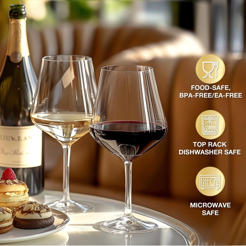 Hlukana Unbreakable Wine Glasses Set of 6, 16 oz Plastic