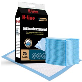 H-line 25 x Disposable Incontinence Bed Pads, 60 x 60 cm Bed Pads for Incontinence Adults | Disposable Changing Mats Sheets for Children, Toddlers Babies |Absorbent & Bed Protectors Pad